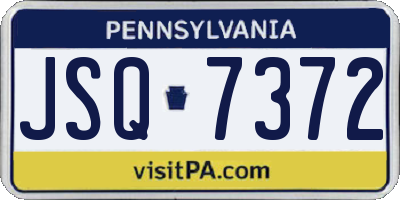 PA license plate JSQ7372