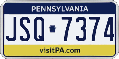 PA license plate JSQ7374
