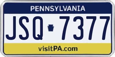 PA license plate JSQ7377