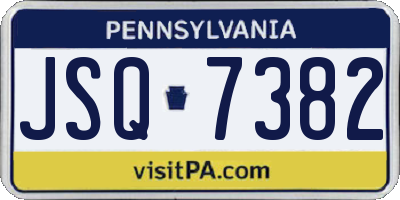 PA license plate JSQ7382