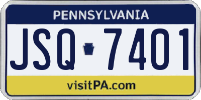 PA license plate JSQ7401