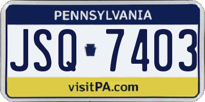 PA license plate JSQ7403