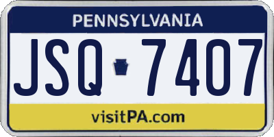 PA license plate JSQ7407