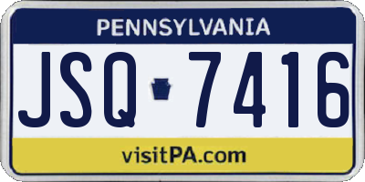 PA license plate JSQ7416
