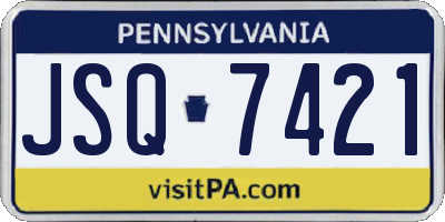 PA license plate JSQ7421