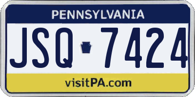 PA license plate JSQ7424