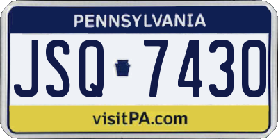 PA license plate JSQ7430