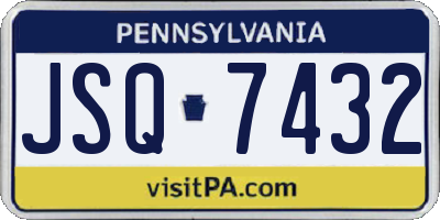 PA license plate JSQ7432