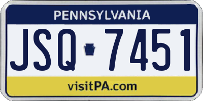 PA license plate JSQ7451