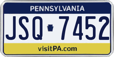 PA license plate JSQ7452