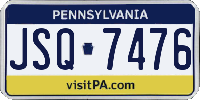 PA license plate JSQ7476