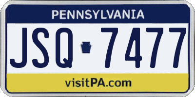 PA license plate JSQ7477