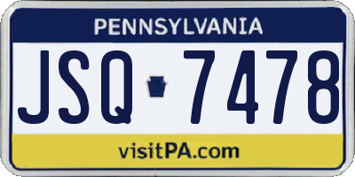 PA license plate JSQ7478
