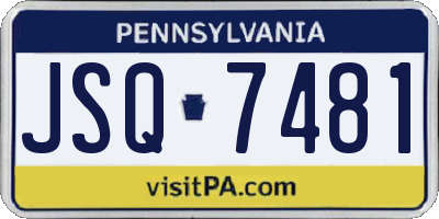 PA license plate JSQ7481