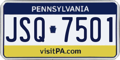PA license plate JSQ7501