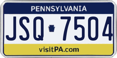 PA license plate JSQ7504
