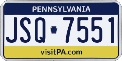 PA license plate JSQ7551