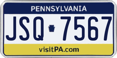 PA license plate JSQ7567
