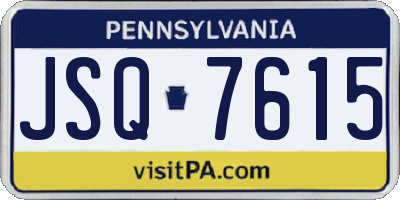 PA license plate JSQ7615
