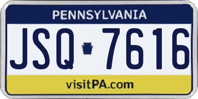 PA license plate JSQ7616