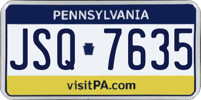 PA license plate JSQ7635