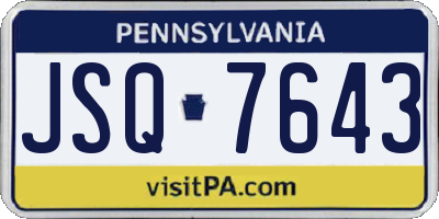PA license plate JSQ7643