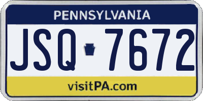 PA license plate JSQ7672