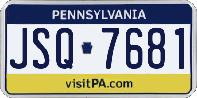 PA license plate JSQ7681