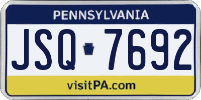 PA license plate JSQ7692