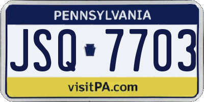 PA license plate JSQ7703