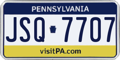 PA license plate JSQ7707