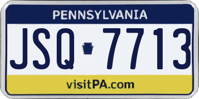 PA license plate JSQ7713