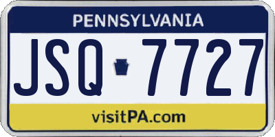 PA license plate JSQ7727