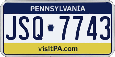 PA license plate JSQ7743