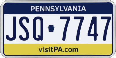 PA license plate JSQ7747