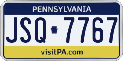 PA license plate JSQ7767