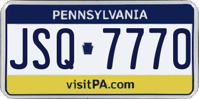 PA license plate JSQ7770