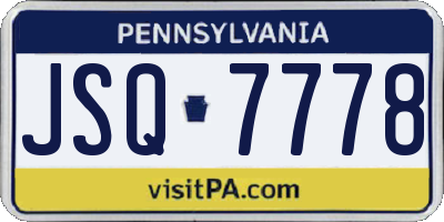 PA license plate JSQ7778
