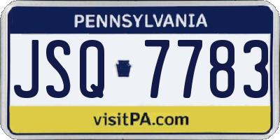 PA license plate JSQ7783