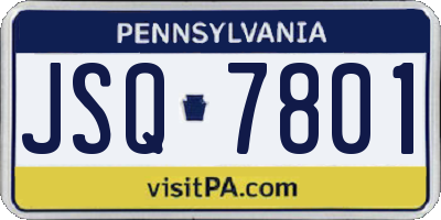PA license plate JSQ7801