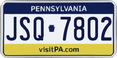 PA license plate JSQ7802