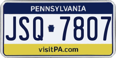 PA license plate JSQ7807