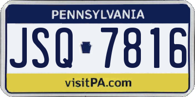 PA license plate JSQ7816