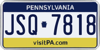PA license plate JSQ7818