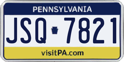 PA license plate JSQ7821