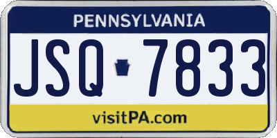 PA license plate JSQ7833