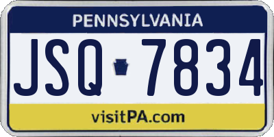 PA license plate JSQ7834