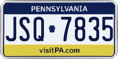 PA license plate JSQ7835