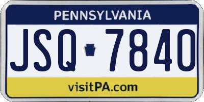 PA license plate JSQ7840