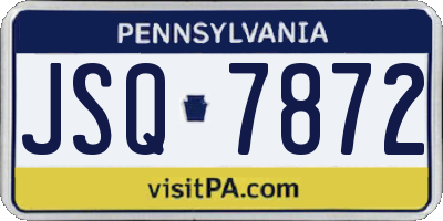 PA license plate JSQ7872